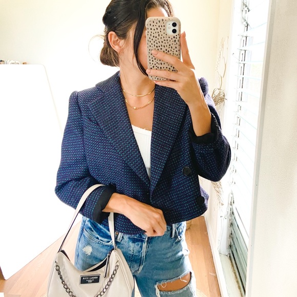 Lanvin Jackets & Blazers - Lanvin Vintage Cropped Houndstooth Wool Blazer Jacket SIze 40 8 Med LG